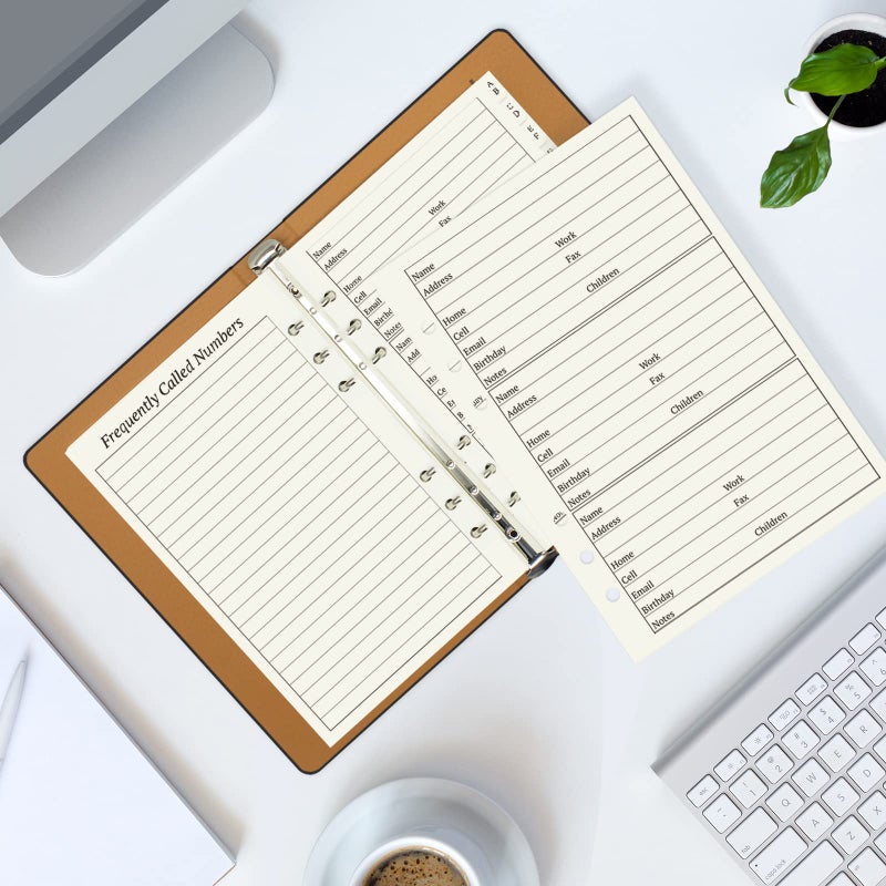 suituts Refillable Address Book with Alphabetical Tabs  600 Entry Spaces Large Print Contact Address/Phone Books  PU Leather Hardcover A5 6 Ring Address Book Binder for Senior Home Office - Image 5